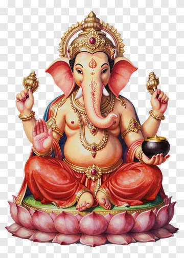 Colorful Ganesh Sitting On A Lotus PNG