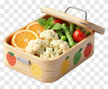 Colorful Bento Box With Fresh Vegetables And Fruits PNG