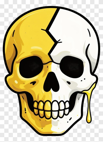 Cartoon Skull With Yellow And White Design PNG