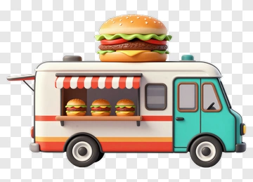 Food Truck With Hamburger On Top PNG