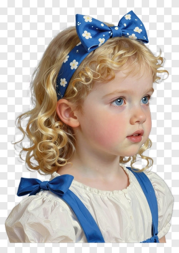 Child With Curly Hair And Blue Bow PNG