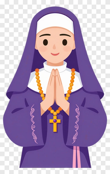 Cartoon Nun Praying PNG