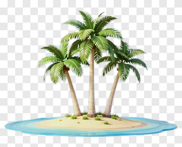 Tropical Island With Palm Trees PNG
