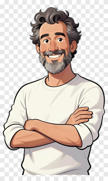 Cartoon Man Smiling With Arms Crossed PNG