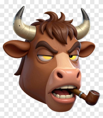 Cartoon Bull With Pipe PNG
