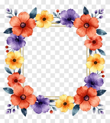 Colorful Floral Frame PNG