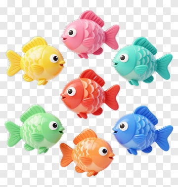 Colorful Plastic Fish Toys PNG