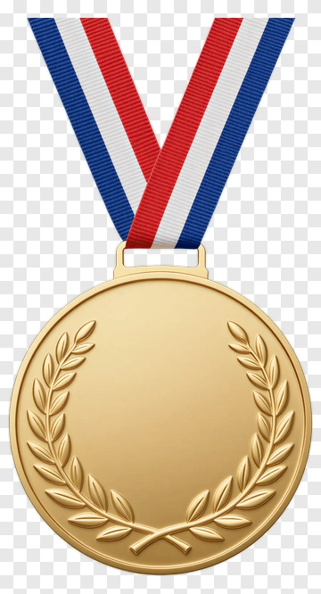 Gold Medal With Red, White, And Blue Ribbon PNG