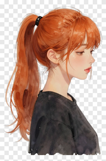Profile View Of A Young Woman With Long Hair PNG
