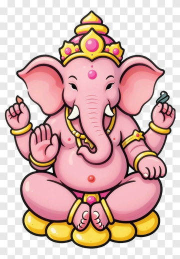 Cartoon Ganesh Sitting Cross-Legged PNG