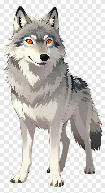 Cartoon Wolf With Orange Eyes PNG