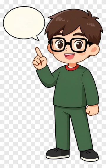 Cartoon Boy Pointing With A Speech Bubble PNG
