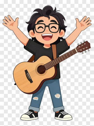Cartoon Boy Playing Guitar PNG