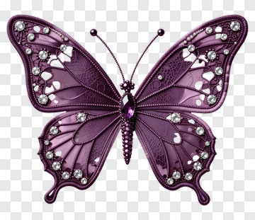 Purple Butterfly With Decorative Elements PNG