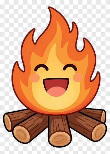 Cartoon Campfire With Happy Face PNG