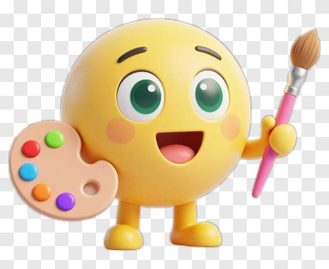 Cartoon Emoji Painter Holding A Brush And Palette PNG