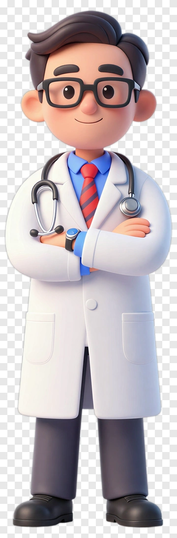 Cartoon Doctor Standing With Arms Crossed PNG