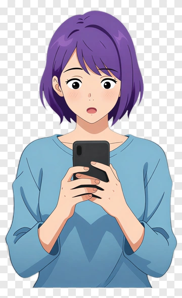 Surprised Woman Holding A Smartphone PNG