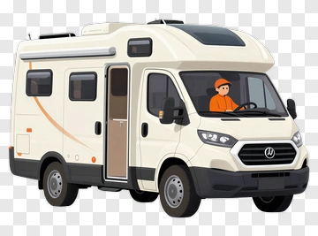 3D Camper Van With Driver PNG