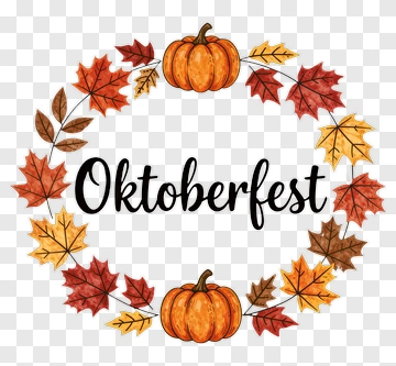 Oktoberfest Wreath With Pumpkins And Autumn Leaves PNG