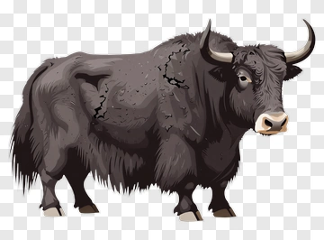 Cartoon Yak With Cracked Texture PNG