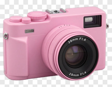 Pink Camera With 28Mm Lens PNG