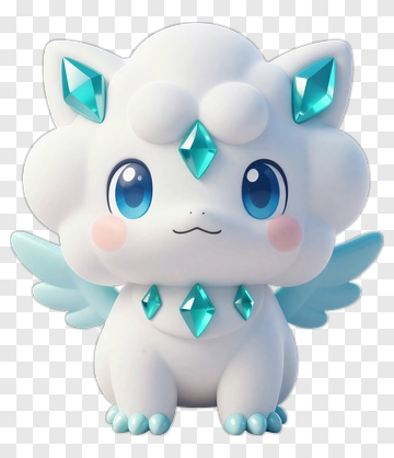 Cute Cartoon Ice Creature With Wings PNG