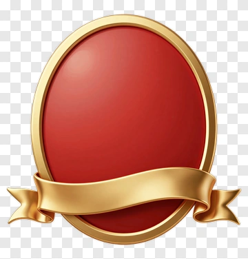Red Badge With Golden Ribbon PNG