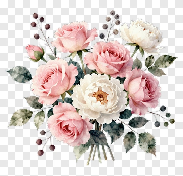 Bouquet Of Pink And White Roses PNG