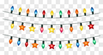 Colorful String Lights With Stars PNG