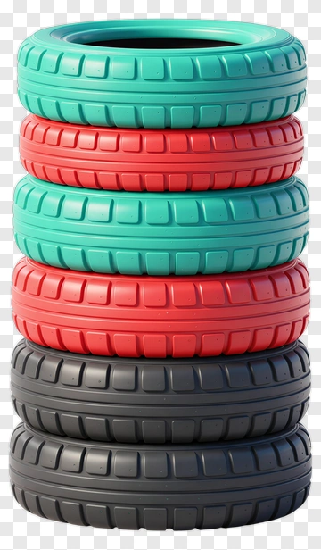 Stack Of Colorful Tires PNG