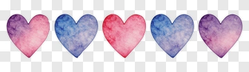 Watercolor Hearts In Gradient Colors PNG
