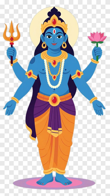 Hindu God Holding A Trident And Lotus Flower PNG