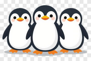 Cartoon Penguins Standing Together PNG