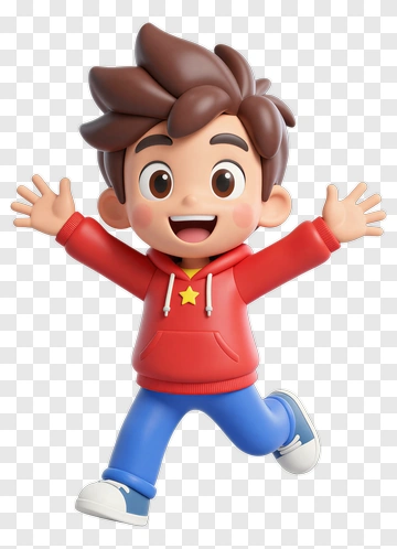 Cartoon Boy Jumping With Excitement PNG