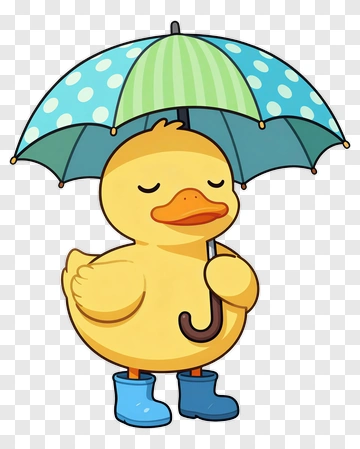 Cartoon Duck Holding An Umbrella PNG