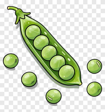 Cartoon Pea Pod With Green Peas PNG