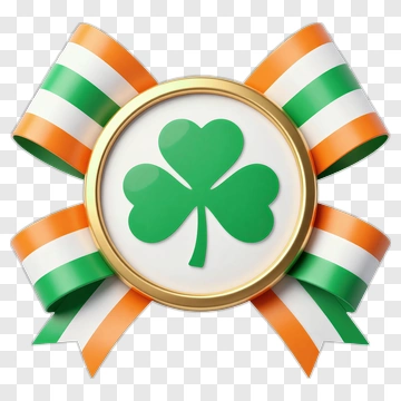 Shamrock Medal With Green And Orange Ribbon PNG
