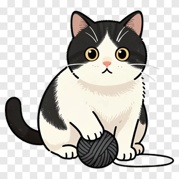 Cartoon Cat Playing With Yarn PNG