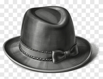 Black Fedora Hat With Bow PNG