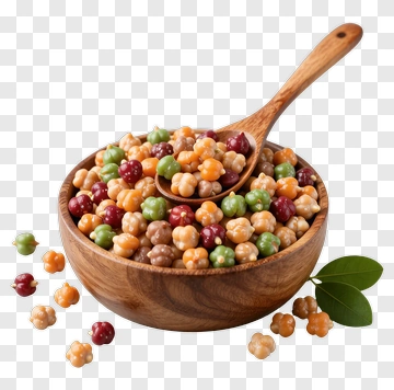 Colorful Candy Bowl With Wooden Spoon PNG
