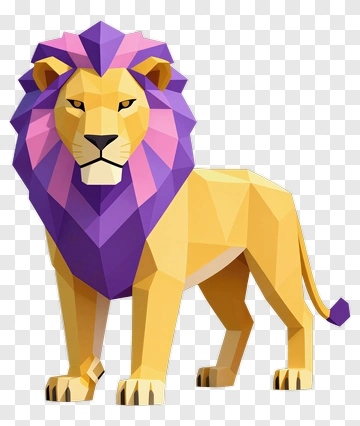 3D Lion With Colorful Mane PNG
