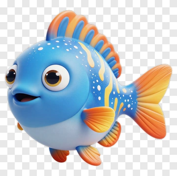 Cartoon Fish With Colorful Fins PNG