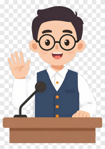 Cartoon Speaker At A Podium PNG