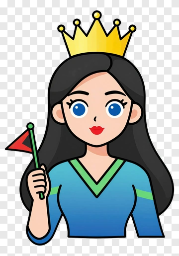 Cartoon Queen Holding A Flag PNG