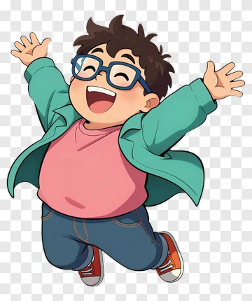 Happy Boy Jumping In A Cartoon Style PNG