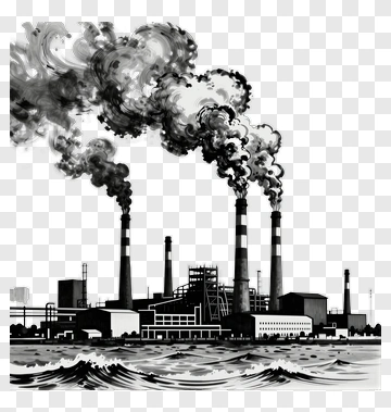 Industrial Power Plant With Emissions PNG