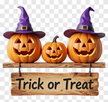Halloween Pumpkins With Trick Or Treat Sign PNG