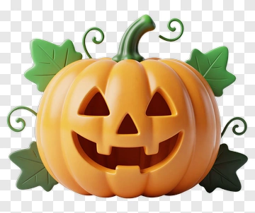 Halloween Pumpkin With Leaves PNG