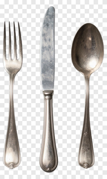 Silver Fork, Knife, And Spoon Set PNG
